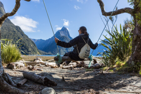 Schaukel vorm Milford Sound